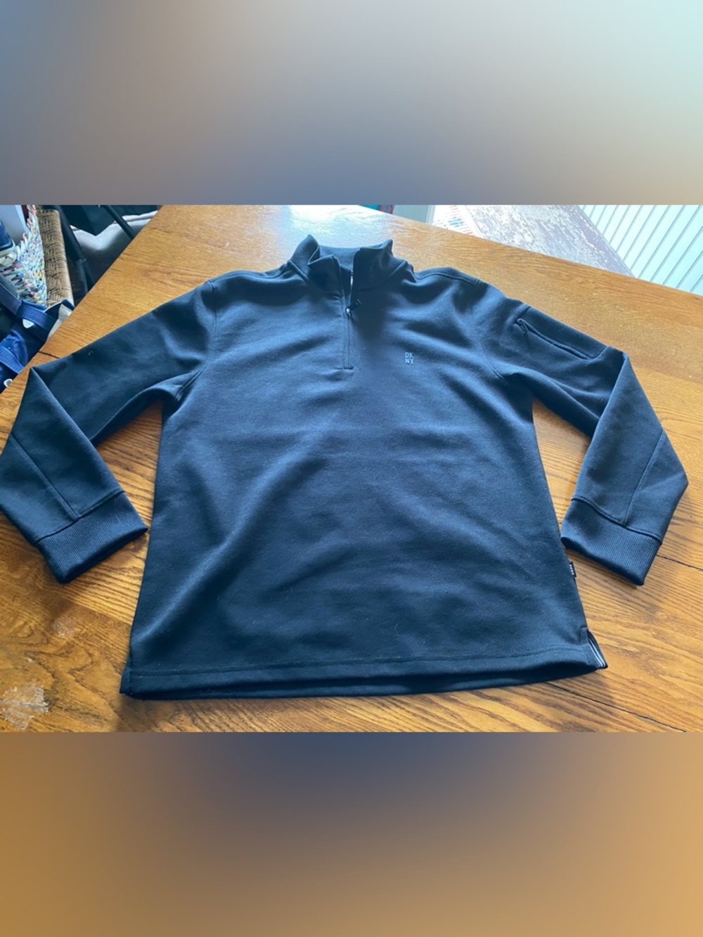 DKNY m men’s 1/4 Zip Pullover Black Size Large